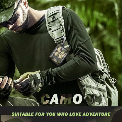 RFUNGUANGO for AirPods Pro 2nd Generation Case Cover with Cleaner Kit, Military Hard Shell Protective Armor with Lock for AirPod Gen 2 Charging Case 2022, Front LED Visible,Black Camou