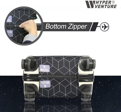 HYPER VENTURE Washable Luggage Cover - Fashion Suitcase Protector Fits 31-32 Inch Luggage (Black Maze, XL)