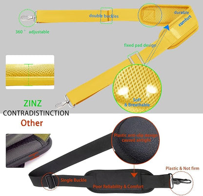 ZINZ 79 inch Shoulder Strap, Extra-Thick Fixed Cushion Pad and Dual Clasps Universal Replacement Strap with Metal Swivel Hooks for Laptop Bags, Luggage Bags, Camera, Crossbody (200cm,Yellow)