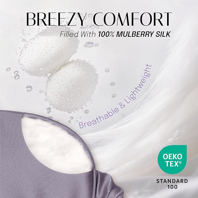 Silk Sleep Mask Eye Mask Blindfold with Double Layer Silk Filling and Elastic Strap for Full Night's Sleep, Travel and Nap, Soft Eye Cover Eyeshade with Luxury Bag and Ear Plugs by OLESILK (Charcoal)