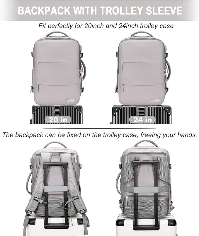 Carry On Backpack, 42L Flight Approved Travel Backpack for Men Women,Airline Approved Gym Backpack Waterproof Business Laptop Daypack Laptop Backpack,Casual Daypack for Business Weekend Hiking