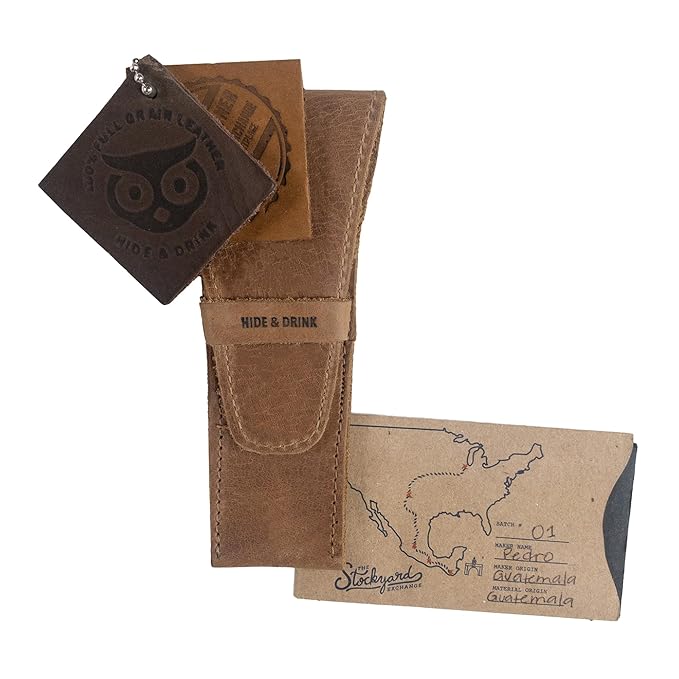 Hide & Drink, Leather Safety Razor Case, Shaving Accessories, Personal Care Essentials, Handmade Includes 101 Year Warranty (Single Malt Mahogany)