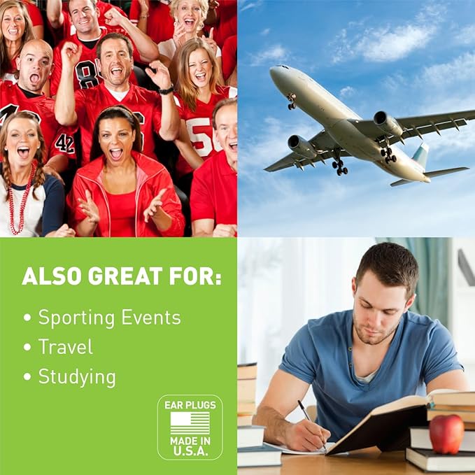 Flents Protechs Foam Ear Plugs, 70 Pair for Sleeping, Snoring, Loud Noise, Traveling, Concerts, Construction, Studying, Work, Shooting, NRR 33, Noise Cancelling, Disposable Purple, Made in the USA