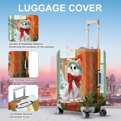 FOREVER QUEEN Cute cat Luggage Cover Suitcase Protector Suitcase Cover Anti-Scratch,Stretchable Bag Cover Washable Durable Polyester