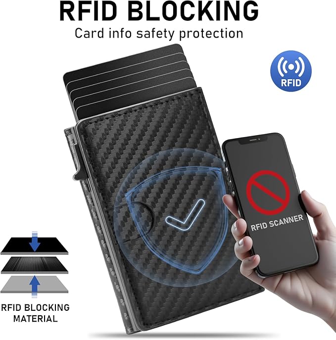 Business Card Holder Minimalist Wallet for Men Rfid Credit Card Holder Slim Wallet With Money Clip Carbon Fiber Wallets for Men