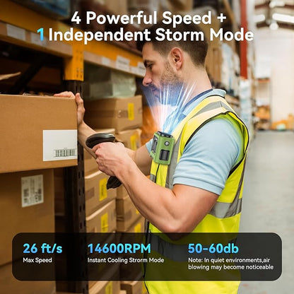 AMACOOL 14500mAh Portable Waist Fan, Strong Wind Power for Full Body Cooling Shirt Fan, 5 Speed Wearable Belt Clip on Fans, Battery Operated Personal Neck Fans, for Outdoor Work Camping Travel