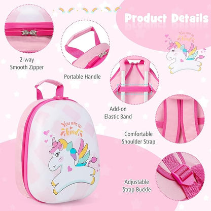 KOTEK Kids Carry On Luggage Set, 16" Hardside Rolling Suitcase with Spinner Wheels, Travel Rolling Luggage for Boys Girls (Lovely Horse)