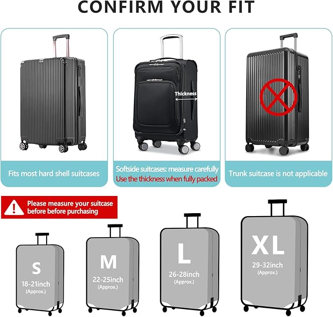 Travelkin Luggage Covers For Suitcase Tsa Approved,Suitcase Cover Protector Fit 18-32 Inch Luggage (Map, L)