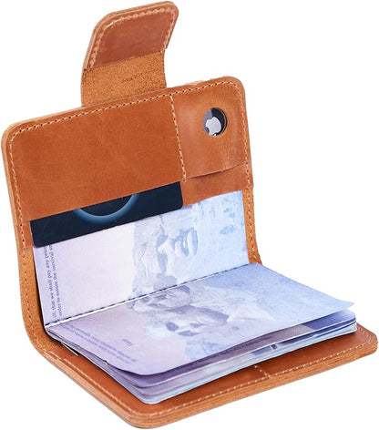 Leather Passport Holder for Travel Men - Travel Passport Wallet Compatible with Airtag Passports Cover with Card Slots & Note Compartment, Magnetic Closure, Genuine Leather, Vintage Cognac