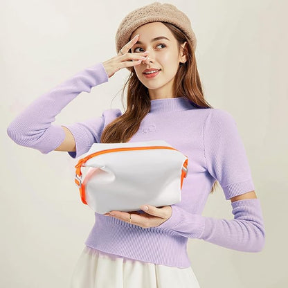 Vomgomfom 3L 6.5 Inch Silicone Toiletry Bag, Waterproof Leakproof Travel Cosmetic Organizer, Adjustable G-Buckle Compression Dopp Kit, Foldable Makeup Bag for Women & Men, White