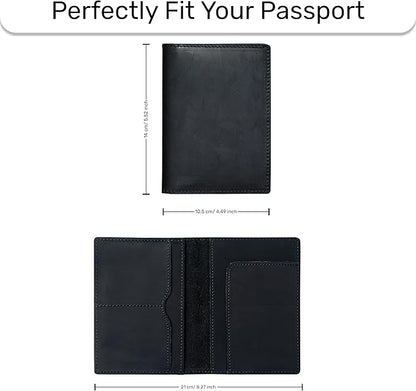 HIFA Leather Passport Holder, Handmade Passport Cover with Card and Ticket Slot - Genuine Leather, Elegant Design, Easy Access - Passport Case, Passport Wallet, Passport Holder