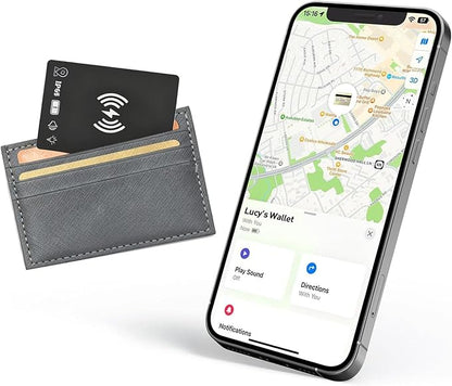 Wallet Tracker Card Rechargeable Smart Tracking Card Tag, Works with Apple Find My APP (iOS Only), Wireless Charge, IP68 Waterproof, for Keys, Luggage, Passports, Backpacks, 1 Pack