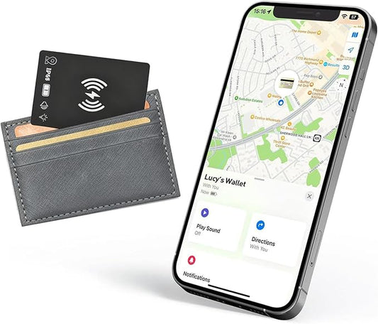 Wallet Tracker Card Rechargeable Smart Tracking Card Tag, Works with Apple Find My APP (iOS Only), Wireless Charge, IP68 Waterproof, for Keys, Luggage, Passports, Backpacks, 1 Pack