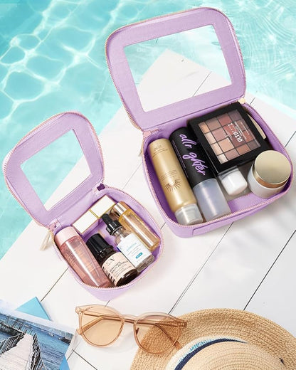 Travel Clear Makeup Bag Set, TSA Approved Cosmetic Bag Case with Zipper Portable Makeup Pouch Toiletry Bag Women Traveling Cosmetic Organizer Storage Bag Car Organizer Car Essentials for Women