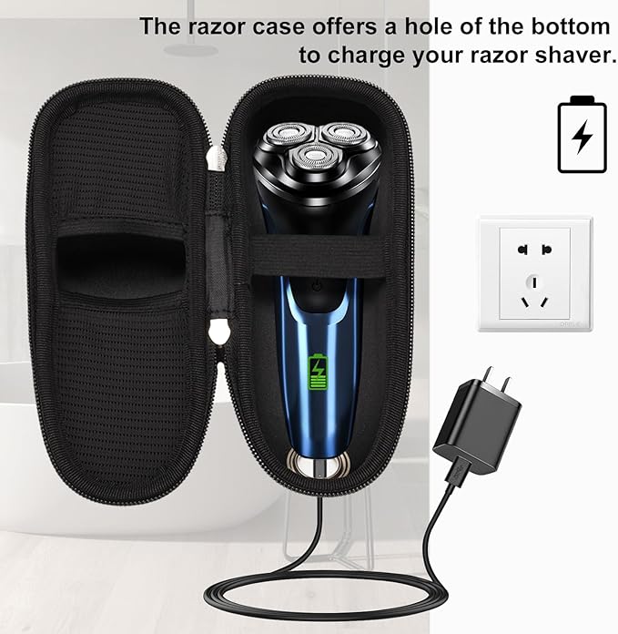 Razor Travel Case - Protective Holder for Philips Series S1000 S2000 S3000 S5000 S7000 S8000 S9000, Portable Charging, Durable, Waterproof, Compact Design for Men's Travel Essentials (Black)