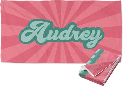 Winslow & Brody Ships Next Day - Personalized Beach Towel for Kids & Adults - Printed in USA - Custom Towels with Picture and Text - Quick Dry Pool Towels - Cotton/Poly Blend - 30" x 60" - Retro