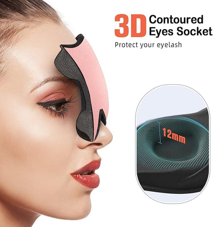 LitBear Sleep Masks for Women, Pink Eye Mask for Sleeping, Comfortable Night Sleeping Mask, Soft Contoured Eye Cover for Sleeping with Elastic Strap for Side Sleeper Men Flying Shift Worker