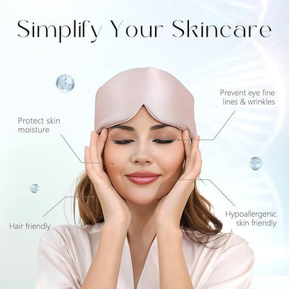 ZIMASILK 100% 22 Momme Mulberry Silk Sleep Mask - Full Silk Filled, Ultra-Soft & Breathable, Face-Hugging Blackout Eye Cover for Sleeping (Pink)