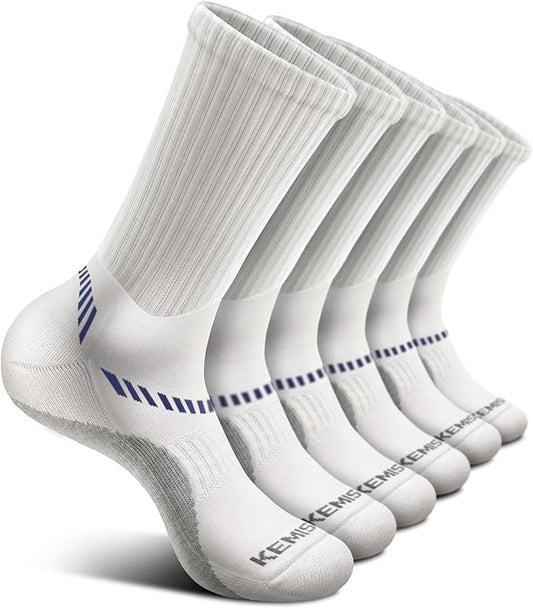 BULLIANT Compression Socks for Men 6Pairs, Athletic Crew Socks Cushioned For Men Sports Running-Arch Support