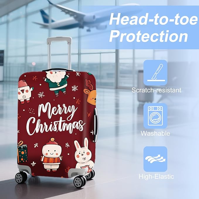 ANNA QUEEN Merry Chrismas Travel Luggage Cover Suitcase Protector Suitcase Cover Anti-Scratch,Stretchable Luggage Travel Bag Cover Washable