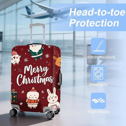 ANNA QUEEN Merry Chrismas Travel Luggage Cover Suitcase Protector Suitcase Cover Anti-Scratch,Stretchable Luggage Travel Bag Cover Washable