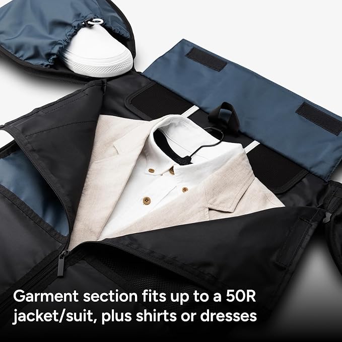 Halfday Convertible 2-in-1 Vegan Leather Premium Garment Duffel Weekender Bag 45L | Carry-On, Wrinkle-Free Travel, Hanging Suit Compartment, Shoe Pockets, Trolley Sleeve, Ocean