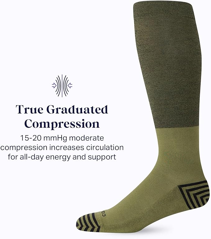 Comrad CloudCotton Knee High Socks - 15-20mmHg Graduated Compression Socks - Combed Cotton Support Socks