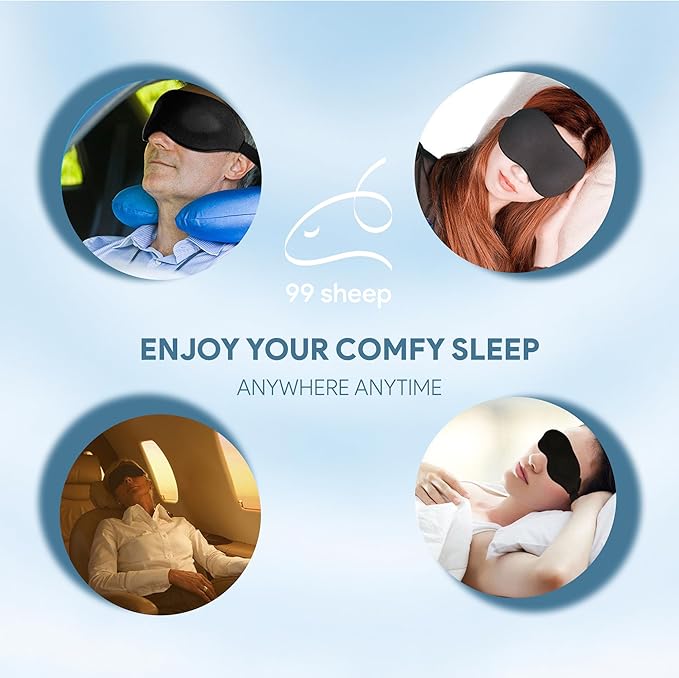 3D Sleep Mask and Earplugs Set for Travel & Deep Sleep | 100% Light Blocking Eye Mask, Memory Foam Comfort, & Reusable Noise Canceling Ear Plugs