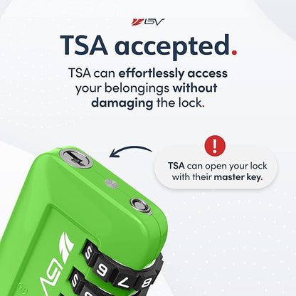 TSA Accepted Luggage Travel Lock, Set-Your-Own Combination Lock for School Gym Locker, Luggage Suitcase Baggage Locks, Filing Cabinets, Toolbox, Case (Green, 6 Pack)