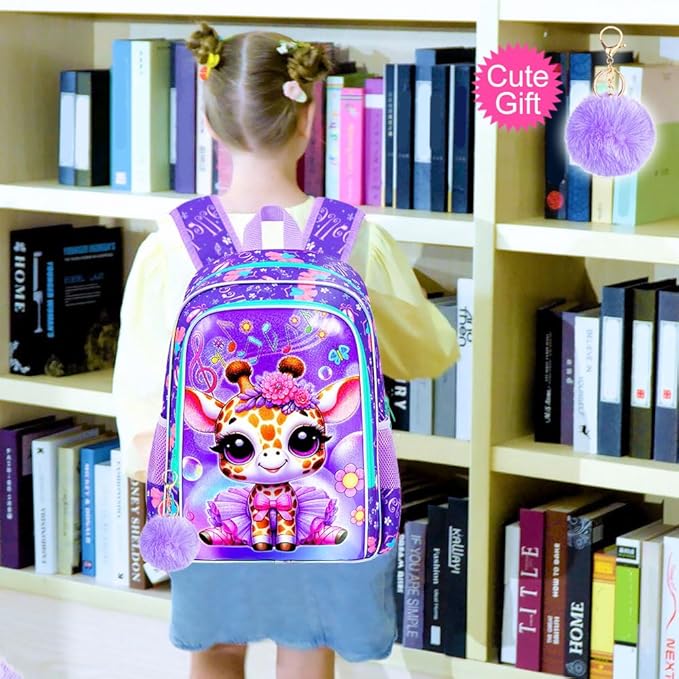 WZLVO 3PCS Kids Backpack for Girls, Unicorn Dinosaur Animal Prechool Elementary Kindergarten School Bookbag with Lunch Box