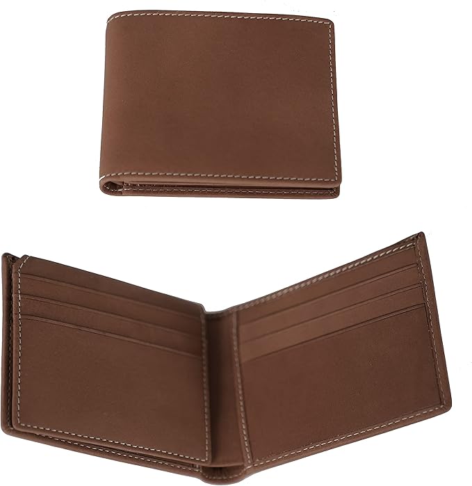 Custom Wallets For Men, Personalized Gifts For Men, Personalized Wallet For Men, Customized Engraved Full Grain Leather with RFID Blocking, Custom Gifts, Customized Wallets For Fathers Day, (Brown)