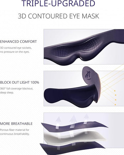 Travel Pillow, Airplane Neck Pillow for Long Flight, Oversized Head Strap with 3D Eye Mask for Sleep, 360°Support Headrest, Stop Bobblehead, Ultimate Travel Essentials for Men Women Purple