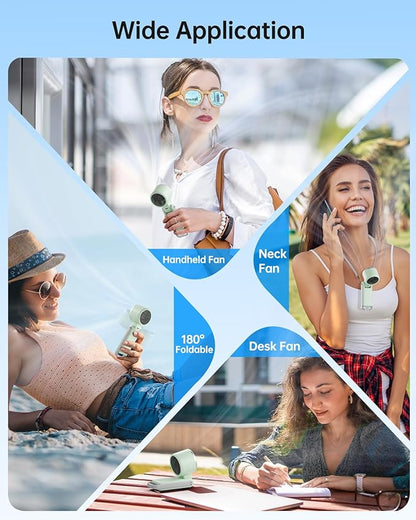 TriPole Portable Handheld Turbo Fan with Ice Cooling, 5 Speed Battery Rechargeable Foldable 3 in 1 Mini Fan, Neck & Desk Fan, Quiet Personal Fans for Outdoor, Travel, Camping, Hiking, Working