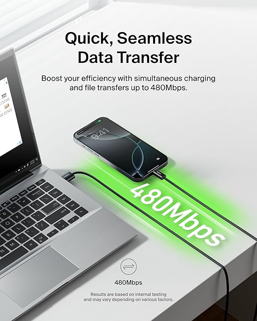 Belkin USB A to USB C Cable 2-Pack, 9.9ft, 15W - Type C Charger, iPhone Charger Cord, Soft, Braided, Flexible for iPhone 17 & 16, Galaxy S25, Pixel 10, iPad Pro, Airpods Pro, Switch & More - Black