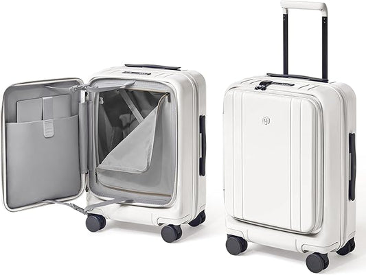 NINETYGO Carry On Luggage 22x14x9 Airline Approved, Top Opening Luggage 20 Inch Suitcase, Expandable, PC Hard Shell, Larger Capacity Carryon, TSA Lock, 360° Spinner Wheels (White)