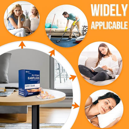 200Pairs Foam Earplugs, 32dB Disposable Noise Reduction Ear Plugs, Hearing Protection Bulk Ear Plugs for Shooting Range, Work, Travel,Concert