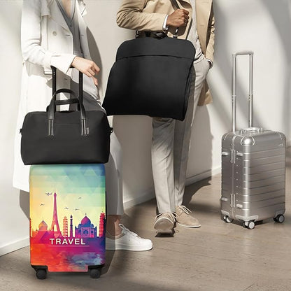 ANNA QUEEN Funny Travel Luggage Cover Suitcase Protector Suitcase Cover Anti-Scratch,Stretchable Fit for 18-32Inch Luggage,Travel Bag Cover Washable (Travel, M(fits 22-25Inch suitcase))