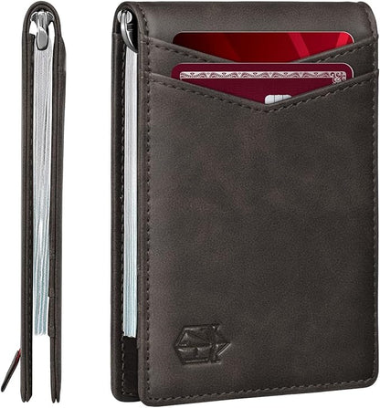 Zitahli Wallet for Men-6 Slots ID Window-Mens Wallets-Slim Wallet Classic Spring Money Clip RFID Blocking-Gift for Men