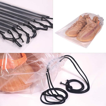 DIOMMELL Set of 24 Transparent Shoe Bags for Travel Large Clear Shoes Storage Organizers Pouch with Rope for Men and Women