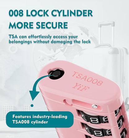 ANVIL TSA Approved Luggage Locks – High Security TSA008 Combination Travel Locks with Inspection Indicator for Suitcases and Backpacks. (4, Pink)