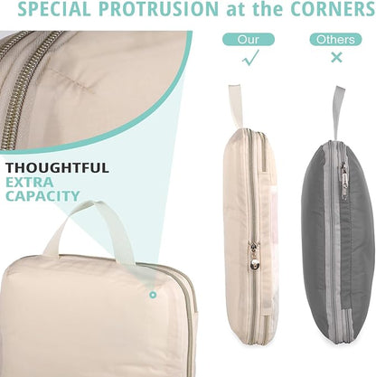 See Through Expandable Compression Packing Cubes, Mesh Travel Packing Cubes for Suitcases, Lightweight Organizers Bag Set for Travel Essentials for Luggage