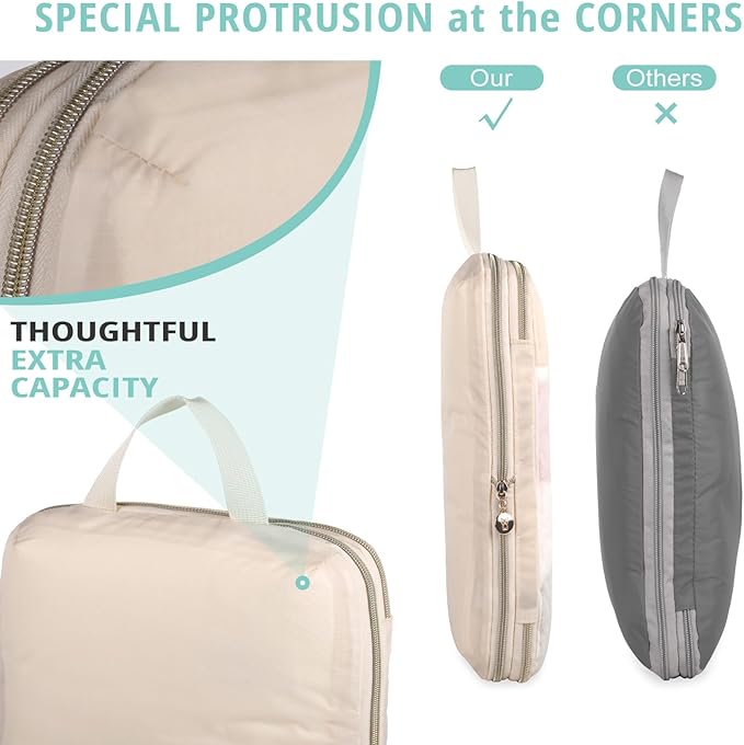 See Through Expandable Compression Packing Cubes, Mesh Travel Packing Cubes for Suitcases, Lightweight Organizers Bag Set for Travel Essentials for Luggage