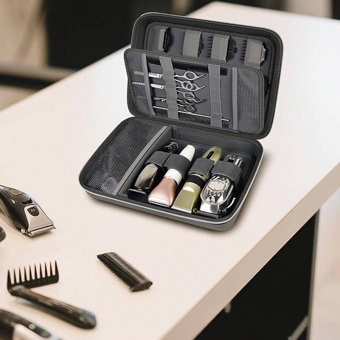 Boobowl Hard Travel Case for Hair Clippers, Hair Cutting Barber Supplies Organizer Bag, Trimmer Storage Holder for Ufree/for Wahl Men Razor Guard Grooming Kits -Box Only (Dark Grey)
