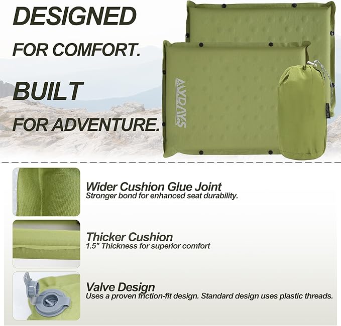 MYDAYS Inflatable Seat Cushion, Portable Stadium Seat Pad, Lightweight Chair Pad for Outdoor, Airplane, Travel, Stadium, Camping & Car