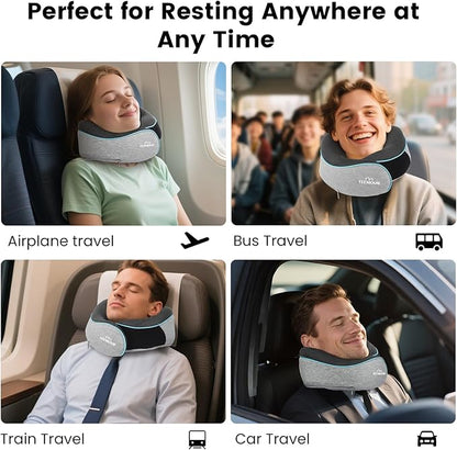 Upgraded Travel Neck Pillow Airplane- 360° Support Travel Pillows for Airplanes, Stocking Stuffers Gifts for women With Eye Mask & Earplugs, Portable Carry Bag for Long Flights| Best Travel Essentials