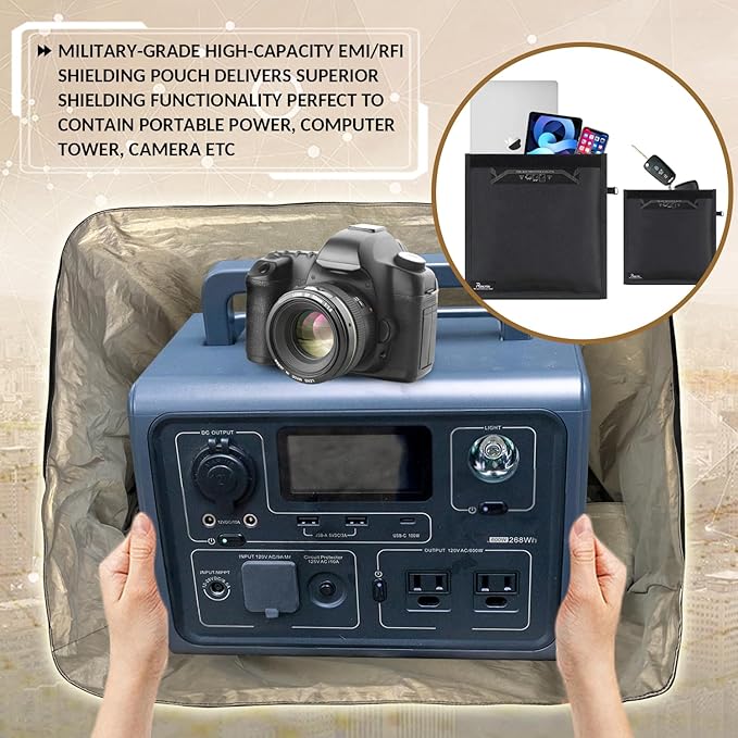 Faraday Duffel Bag - Large EMF Bag EMP Protection, RF Shielding & Signal Blocking for Data Privacy, Anti-Tracking Executive Security Faraday Duffle Bag for Electronics with 2 Detachable Faraday bags