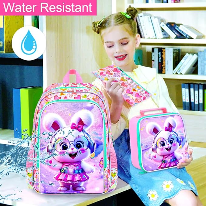 WZLVO 3PCS Kids Backpack for Girls, Unicorn Dinosaur Animal Prechool Elementary Kindergarten School Bookbag with Lunch Box