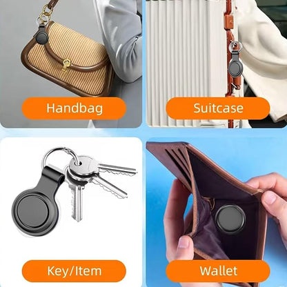 Air Tags-4 Pack Smart Luggage Tracker Tag Work with Apple Find My (iOS Only), Loud Sound, Replaceable Battery, for Keys/Backpack/Suitcase/Wallet, Black