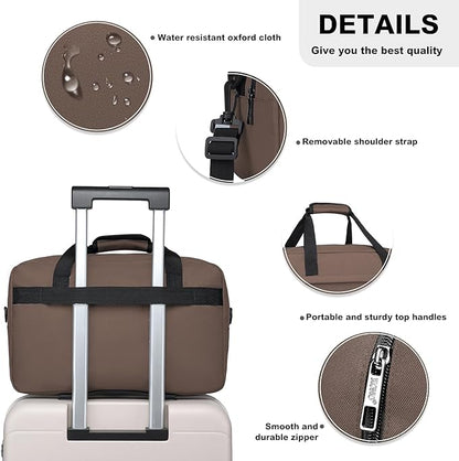 Kono Travel Duffel 20L Under Seat Carry-On Sports Tote Gym Weekender Overnight Bag - Brown, 15.75"x9.84"x7.87"
