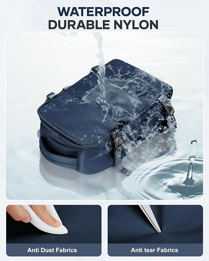 Vacuum Backpack Travel with Pump,Vacuum Seal Bags for Clothing, Shoe Compartment,United Airlines Personal Item Bag 17x10x9,Mochila compresion al vacio,Navy Blue